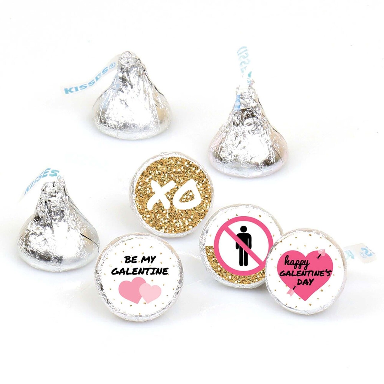 Big Dot of Happiness Be My Galentine - Galentine's and Valentine's Day Party Round Candy Sticker Favors - Labels Fits Chocolate Candy (1 sheet of 108)